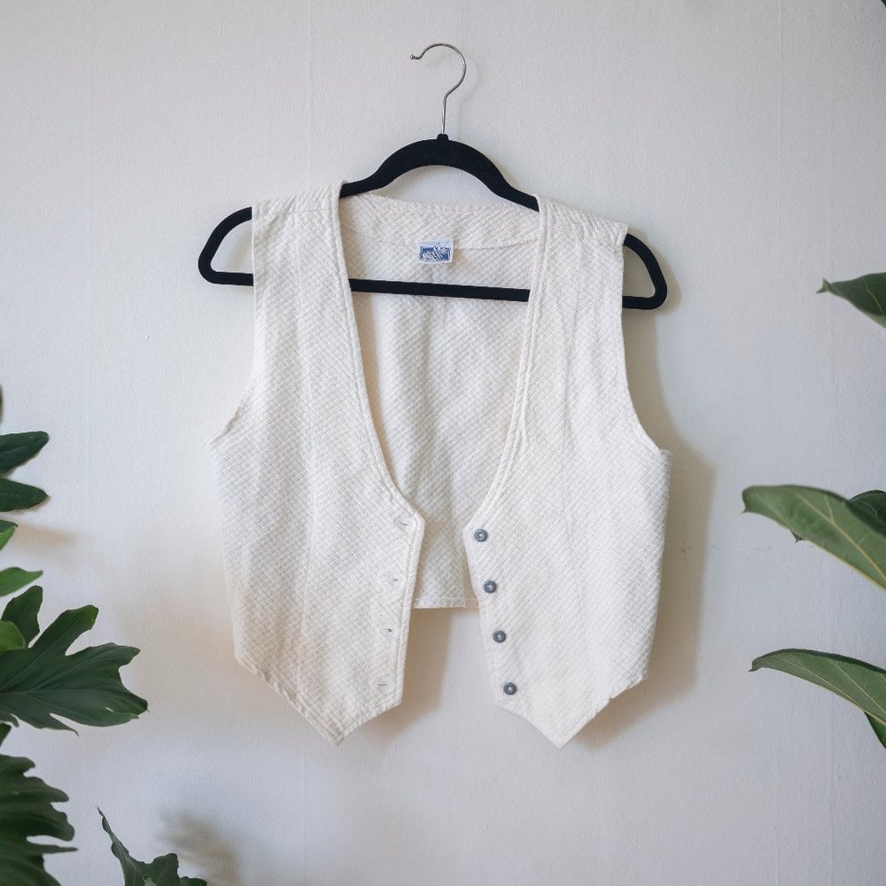 80's vintage white cottage core vest